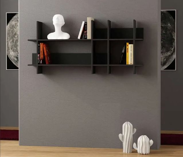Kệ Để Sách Treo Tường Màu Trắng, Đen Hiện Đại Juno Sofa CTKT417 KT 150x70x22cm