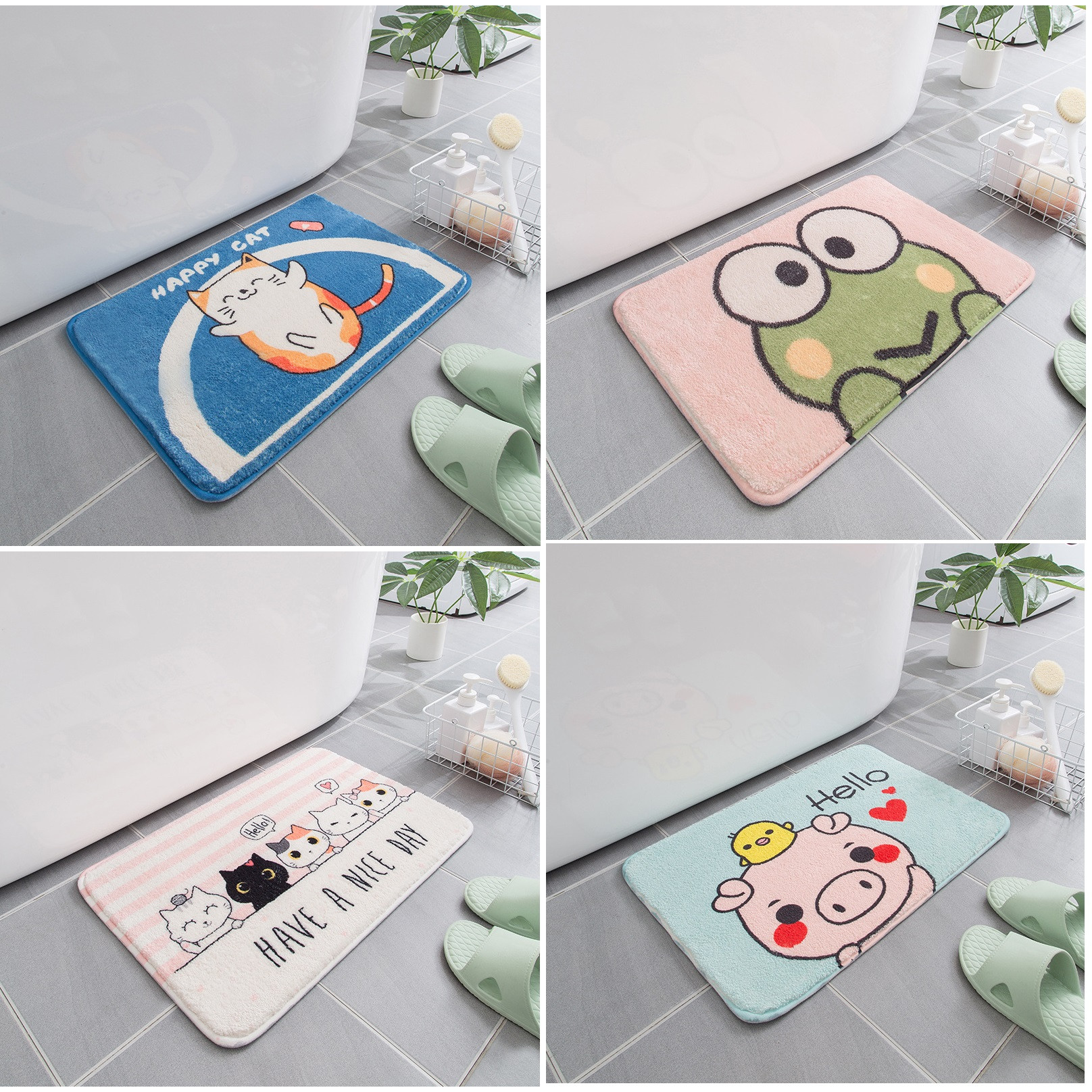 Thảm Chùi Chân Lau Chân 40x60cm Nhiều Hình Cute Thấm Nước Chống Trơn Phù Hợp Phòng Khách Phòng Ngủ Nhà Tắm