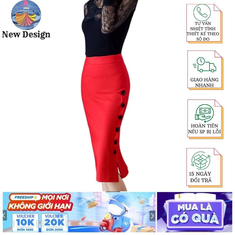Chân váy bút chì công sở lưng cao, Dáng dài thanh lịch - New Design CV0031