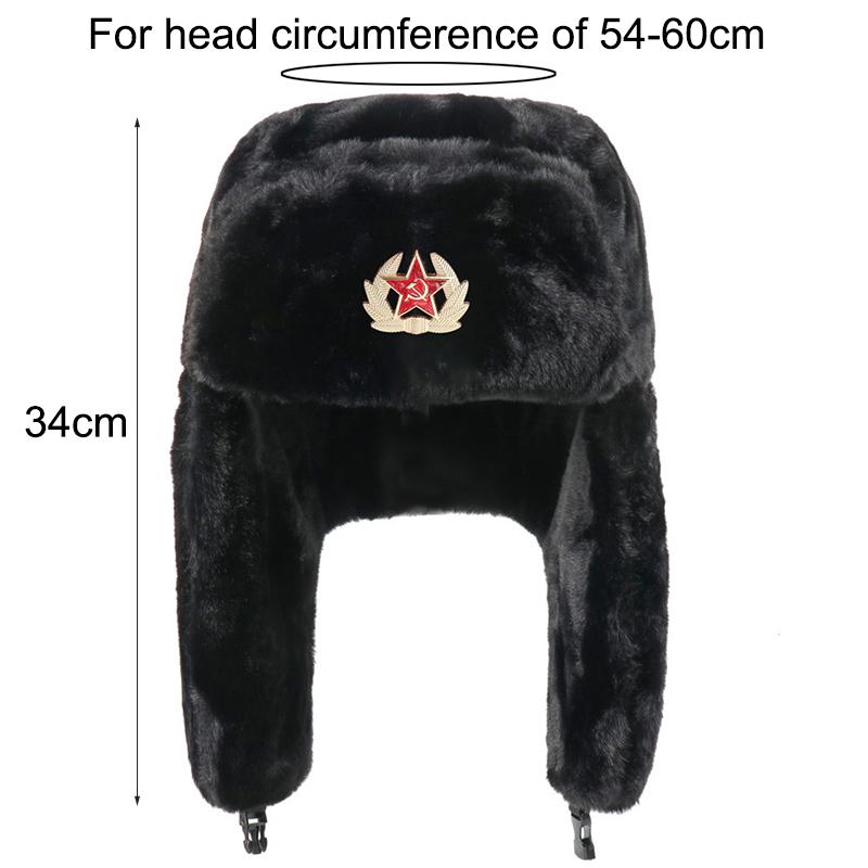 CAMOLAND Liên Xô Bẫy Bắt Trooper Nón Nam Quân Đội Quân Sự Nga Ushanka Máy Bay Ném Bom Mũ Giữ Ấm Mùa Đông Mũ Phi Công Lông Thỏ Giả Earflap