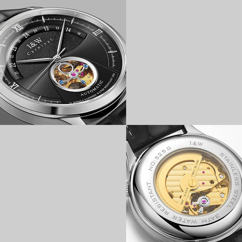 Đồng hồ nam chính hãng IW CARNIVAL IW525G-6 Kính sapphire ,chống xước,Chống nước 30m ,Bảo hành 24 tháng,Máy cơ (Automatic),Dây da cao cấp,thiết kế lộ cơ thể thao
