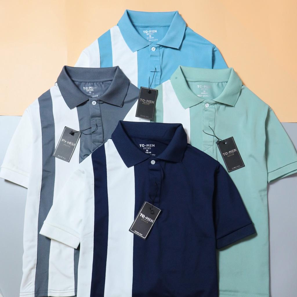 Áo Thun Nam Polo Tay Ngắn Phối Sọc Đứng