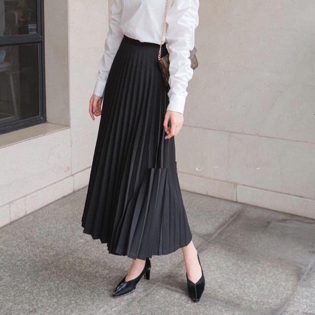 Chân váy xếp ly dài cap chun sang trọng nữ tính