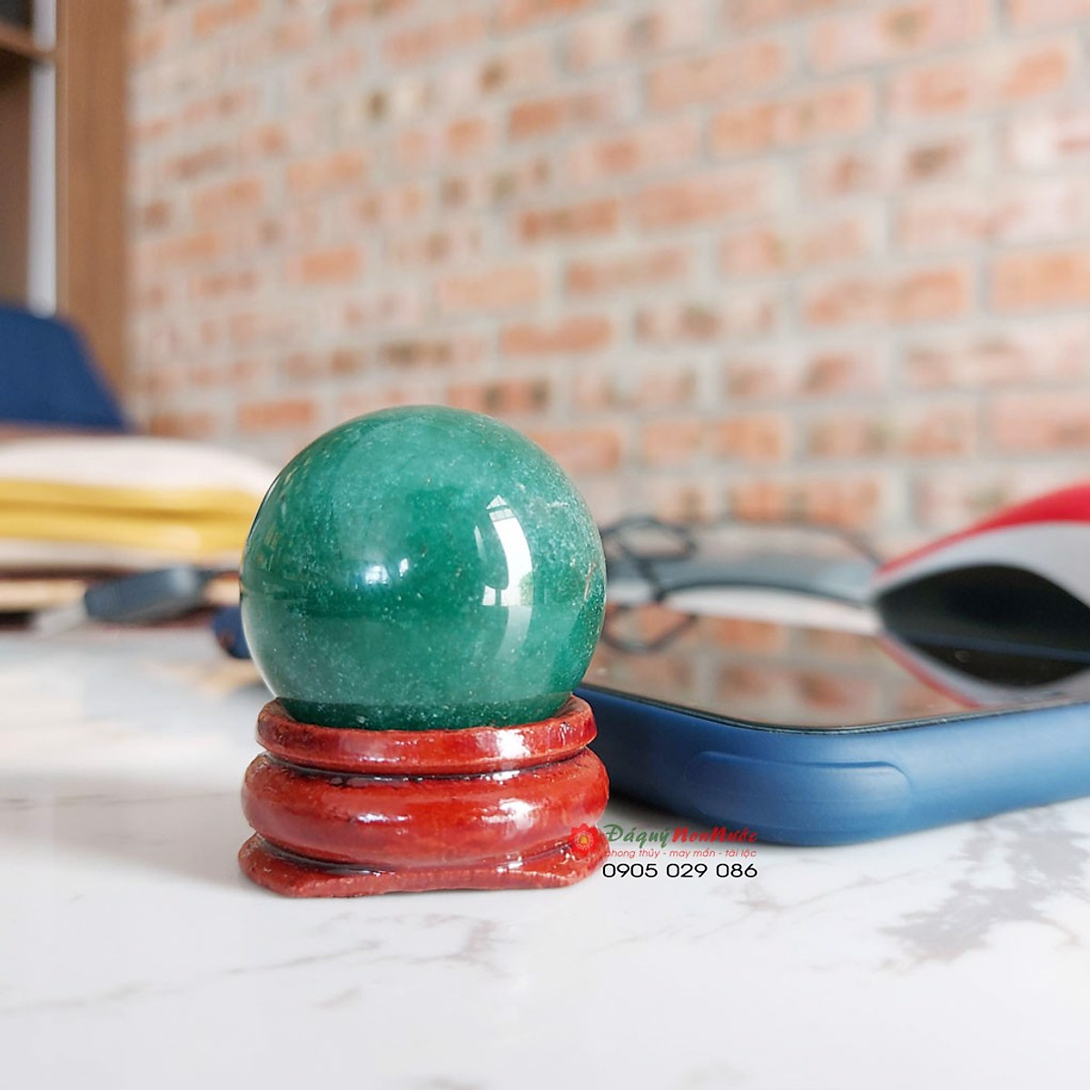 Quả cầu năng lượng phong thủy đá thạch anh Aven đường kính 3cm