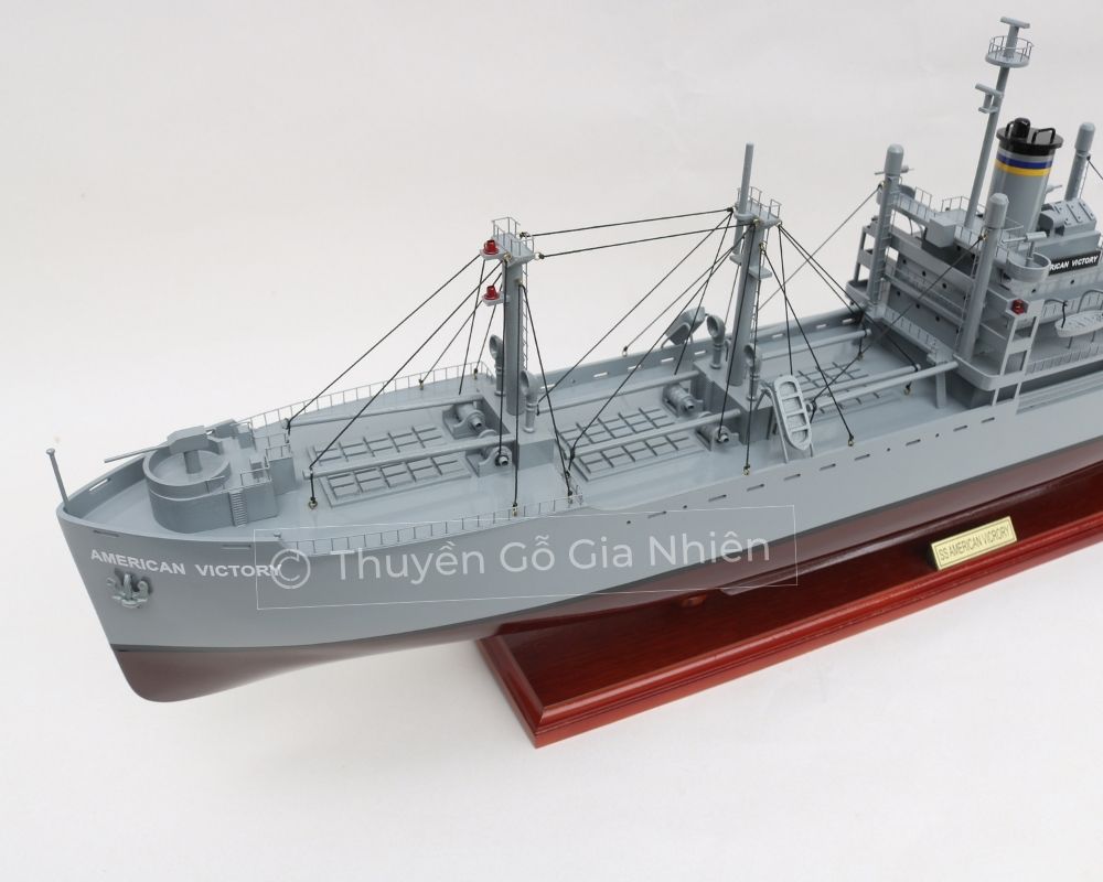 Mô Hình Thuyền Gỗ Phong Thủy Dạng Thuyền Chiến SS American Victory Chính Hãng Hàng Xuất Khẩu Chất Lượng Cao