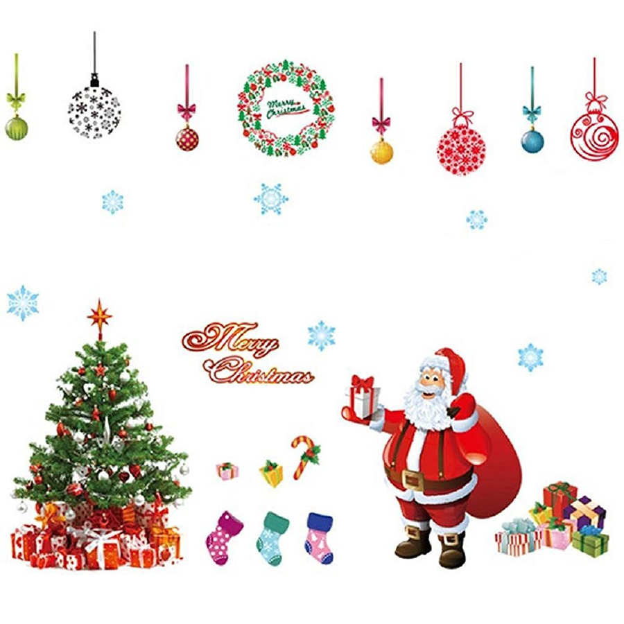Decal Dán Tường Decal Ông Già Noel Và Cây Thông Binbin EB124