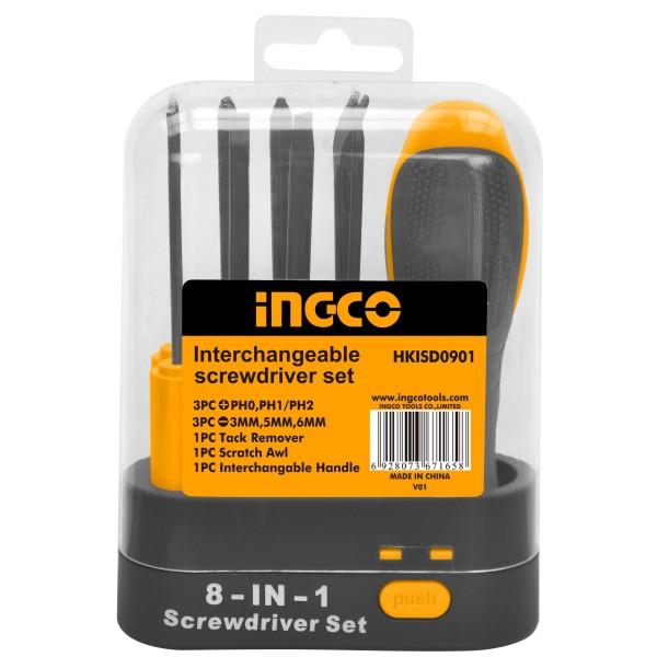 Bộ đầu tuốc nơ vít 8 chi tiết INGCO AKISD0901