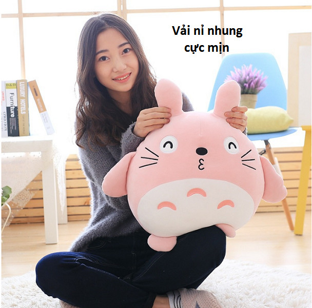 Gối mền TOTORO 3in1 mặt biểu cảm vui nhộn Vải nỉ nhung cực mịn, bộ chăn gối văn phòng