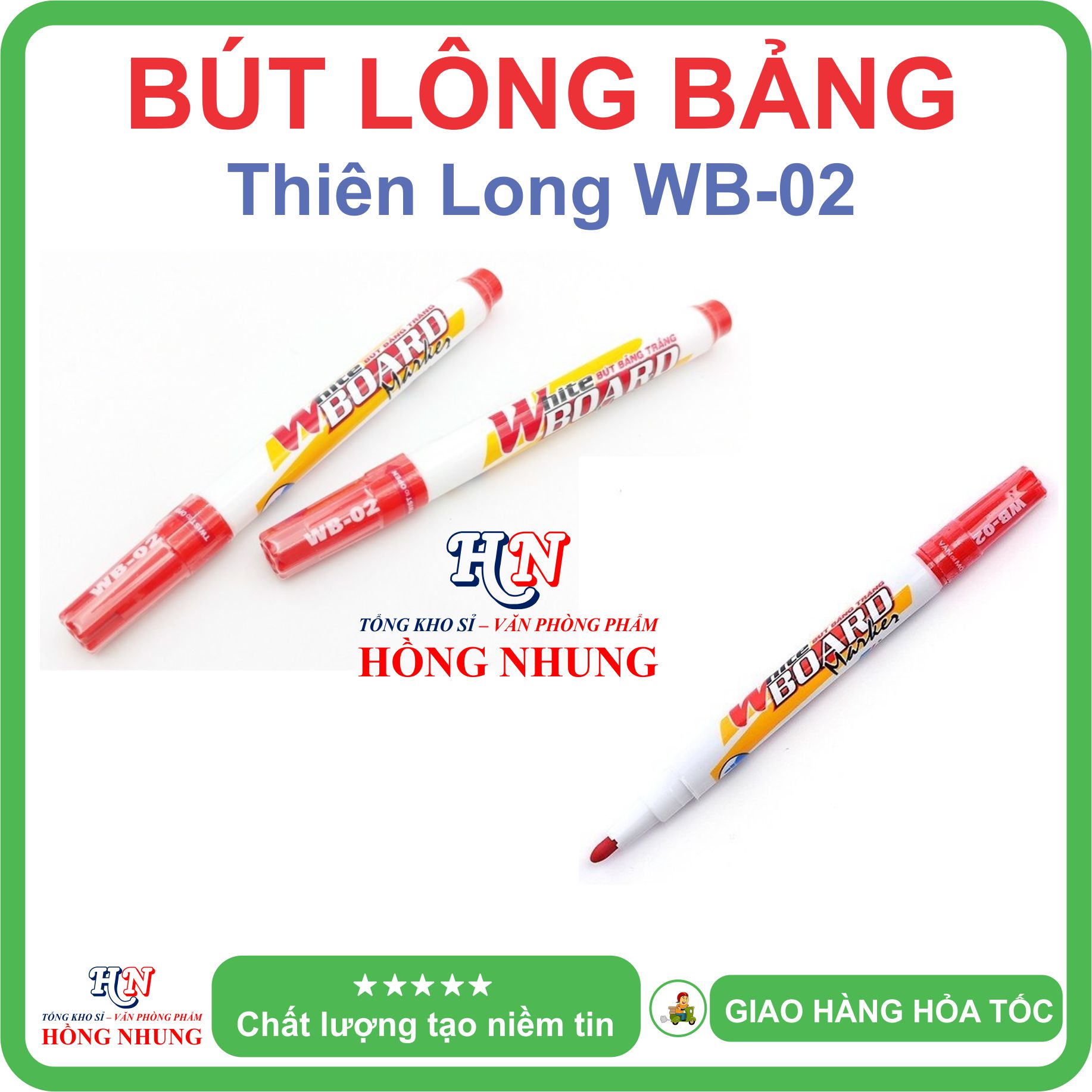 [SÉT] COMBO Hộp 20 Bút Lông Bảng Trắng WB-02, Mực êm đều, dễ lau chùi