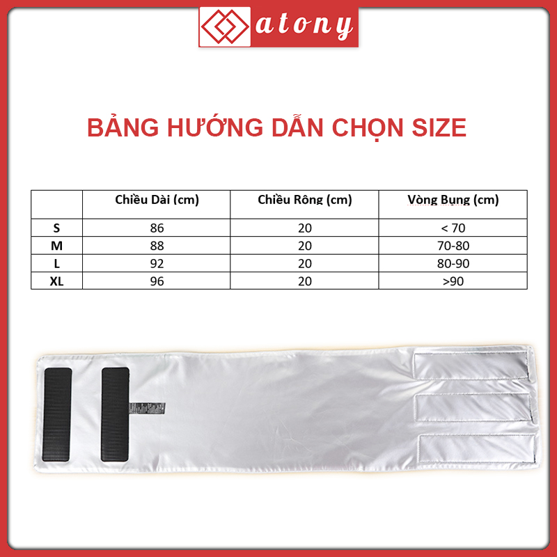 Đai Quấn Nóng Giảm Mỡ Bụng ATONY Chính Hãng - Sinh Nhiệt, Đổ Mồ Hôi, Đánh Tan Mỡ Bụng, Tập Gym, Fitness, Zumba, Aerobic, Chạy Bộ