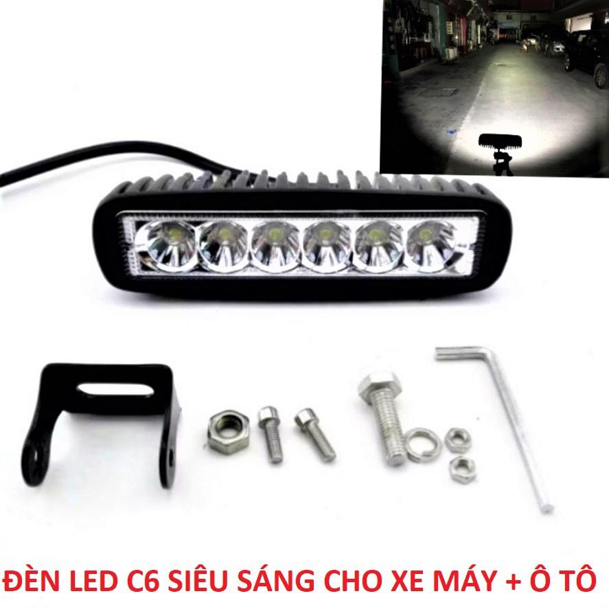 ĐÈN TRỢ SÁNG XE MÁY LED C6 MẪU MỚI SIÊU SÁNG