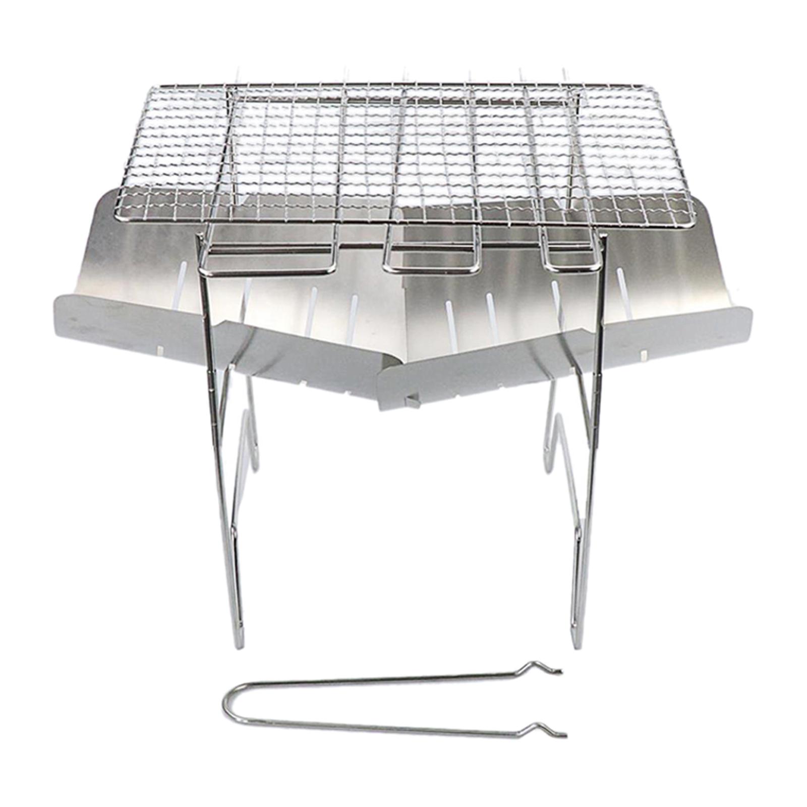 BBQ Grill Folding Charcoal Stove Camping 2Pcs Stove+BBQ Stick