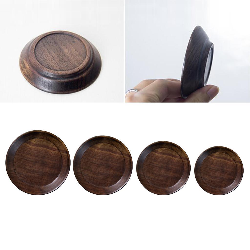 Round Wooden Serving Tray Dish Plate Fruit Snacks Cake Storage Trays 3 inch