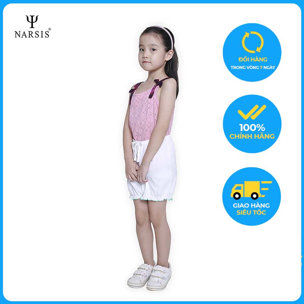 Quần short bé gái Narsis KP0001 màu trắng phối xanh