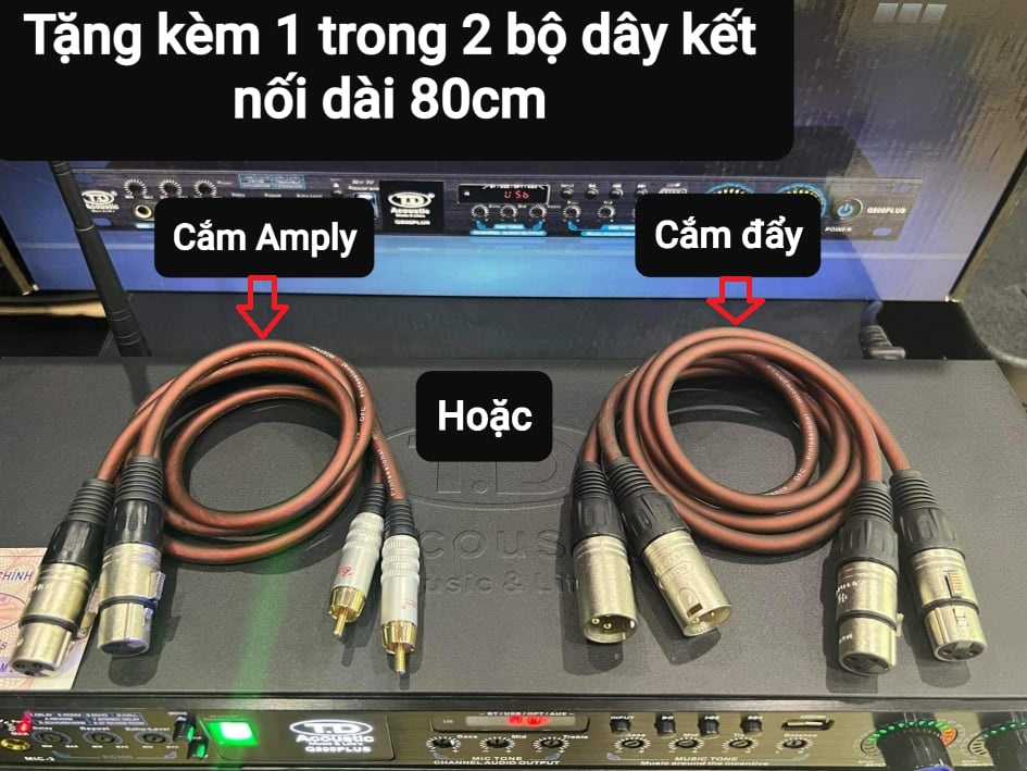 Vang cơ TD Acoustic Q800 Plus: Vang có REVERB, 8 chế độ hát, nhạc ra mềm mại, Có Bluetooth,USB.. Tặng kèm bộ dây kết nối