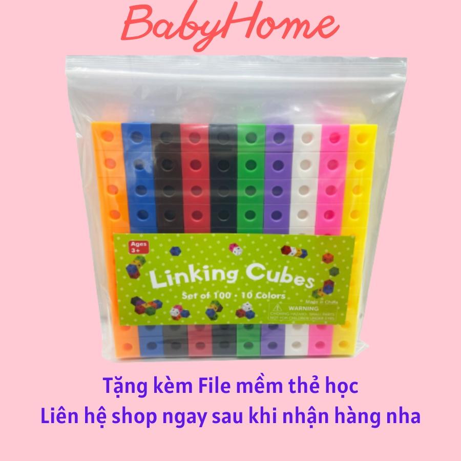 (Tặng Sticker) Đồ chơi toán học NUMBER BLOCKS Linking Cubes xếp hình sáng tạo 100 khối loại Túi (Gửi File Mềm Bài Học)