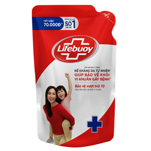 Sữa Tắm Lifebuoy Sạch Khuẩn Bảo Vệ Khỏi 99.9% Vi Khuẩn Chứa Ion Bạc+ Hỗ Trợ Cùng Đề Kháng Da Tự Nhiên Túi 800G
