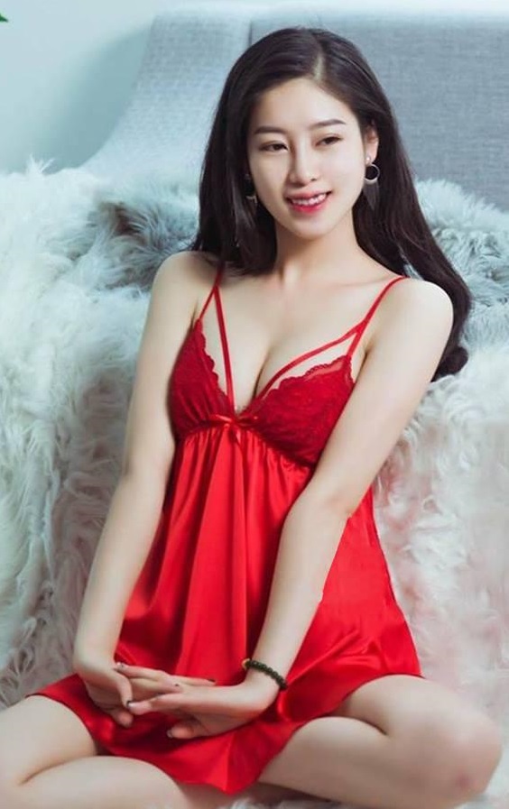 Đầm ngủ lụa cao cấp phối ren-Màu đỏ