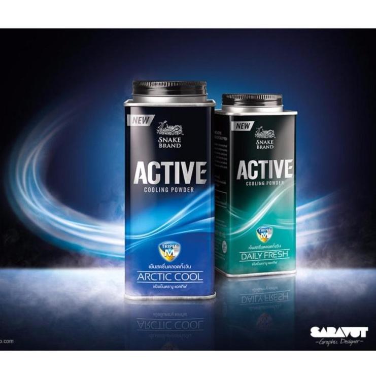 Phấn lạnh cho nam Snake Brand Active Arctic Cool Thái Lan 140g