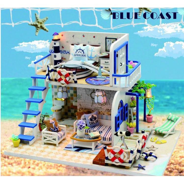 Mô hình nhà DIY Doll House Blue Coast quà tặng trang trí