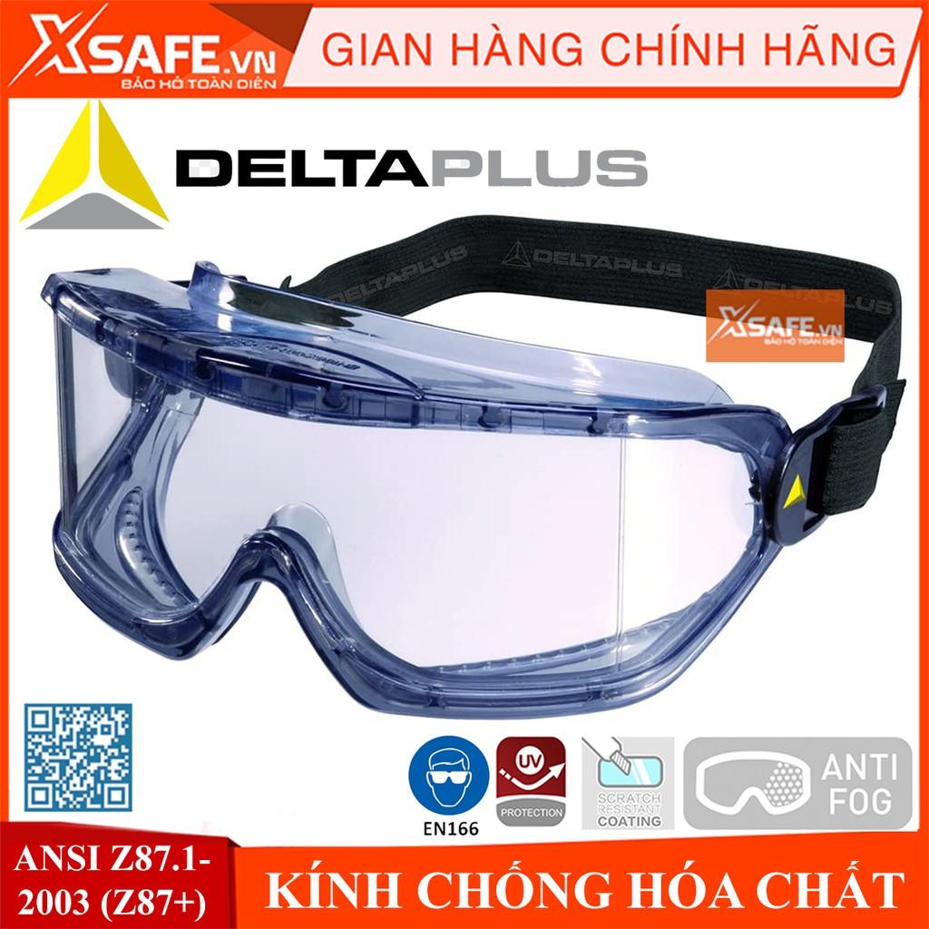 Kính bảo hộ chống hóa chất Deltaplus Galeras Mắt kính chống bụi, chống đọng sương, ôm theo dáng mặt, đeo được kính cận