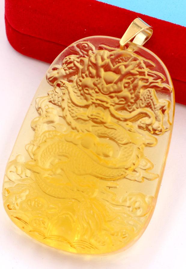 Mặt dây chuyền tượng Rồng - pha lê vàng