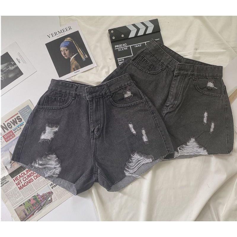 QUẦN SORT JEAN BIGSIZE XÁM ĐEN RÁCH MÃ04