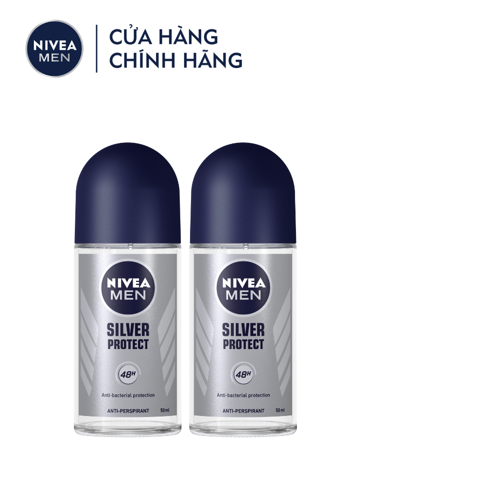 Bộ 2 Lăn Ngăn Mùi NIVEA MEN Silver Protect Phân Tử Bạc 50ml