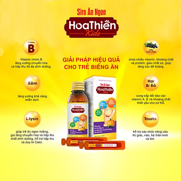 Combo 3 chai Siro ăn ngon Hoa Thiên 120ml hổ trợ hệ tiêu hóa giúp bé ăn ngon hơn