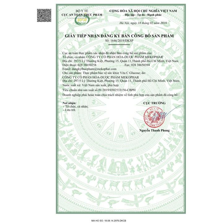 Viên kẹo ngậm vitamin C Mekophar - Vita C Glucose Meko (túi 24 viên