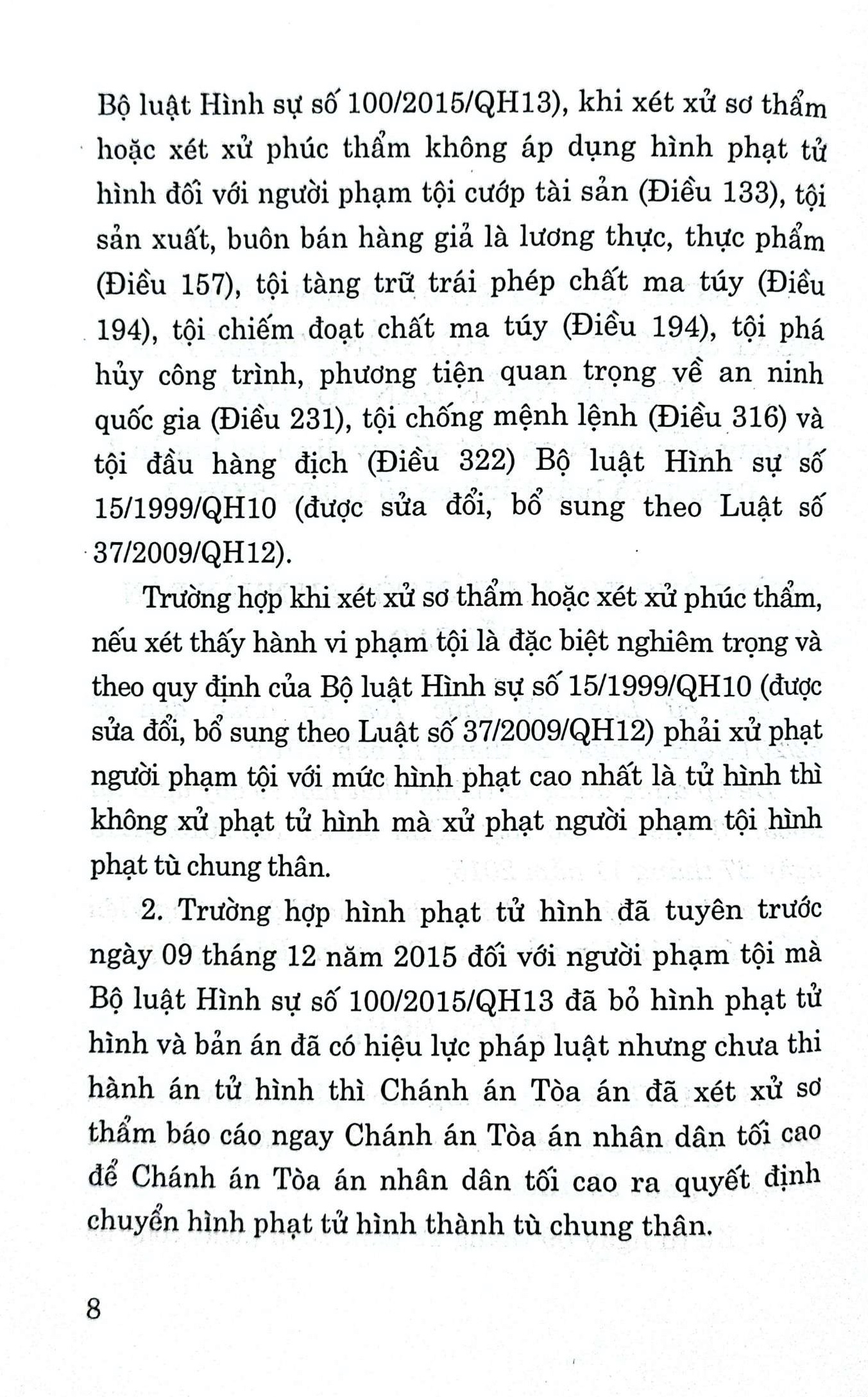 Văn bản pháp luật hướng dẫn thi hành và áp dụng Bộ luật hình sự hiện hành