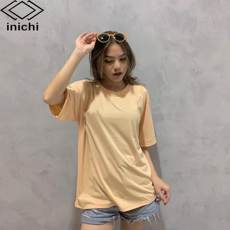 Áo thun trơn tay lỡ Unisex INICHI form rộng cá tính vải cotton co giãn 4 chiều - A618