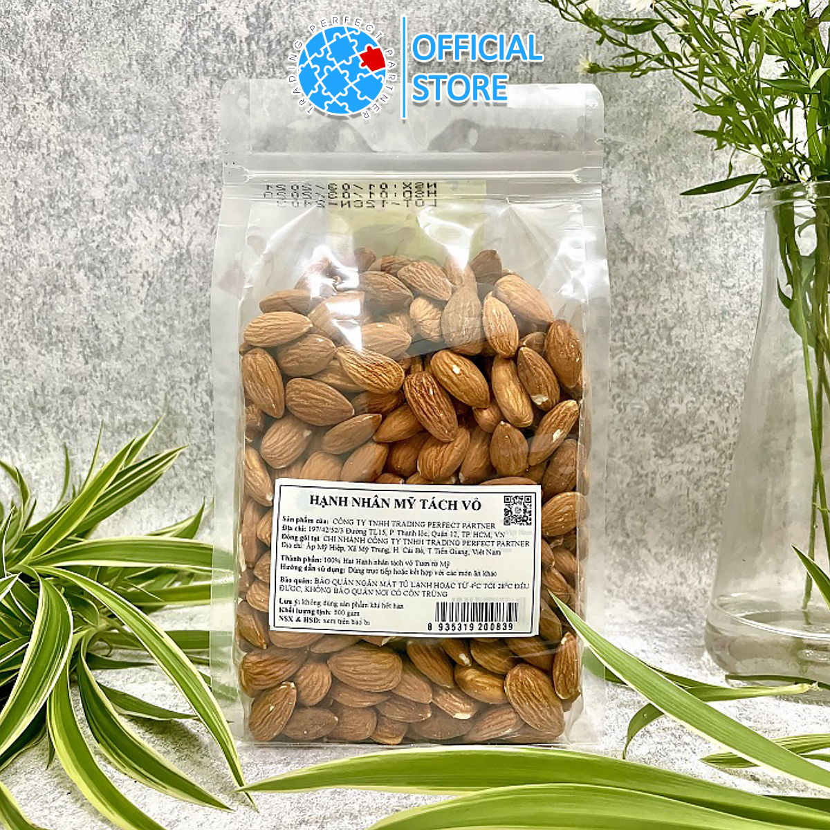 Hạt Hạnh Nhân Nướng Mộc Trading Perfect Partner túi 500g - Nhập khẩu từ Mỹ