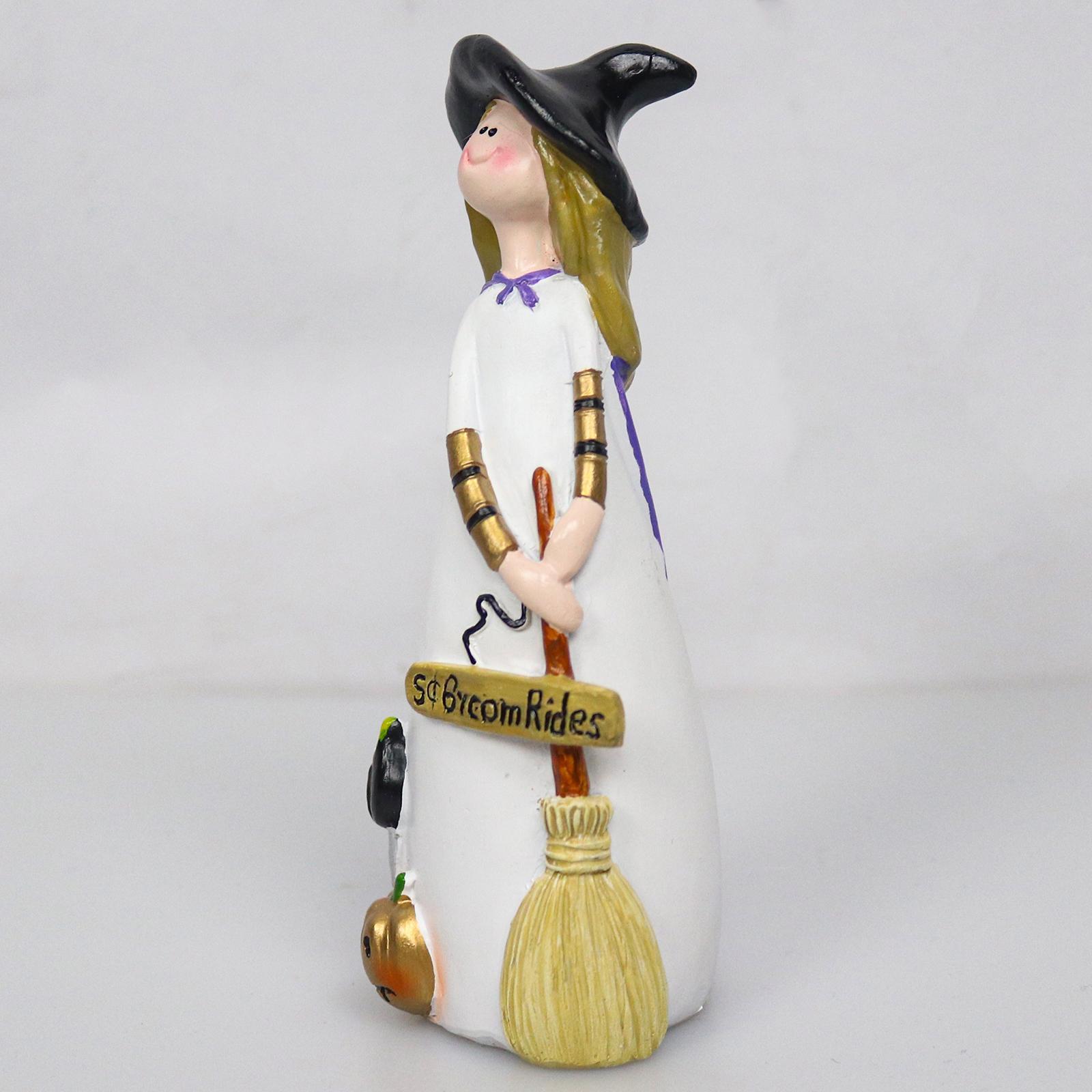 Halloween Witch Figurine Resin Witch Statue for Holiday TV Cabinet Decoration Ornament