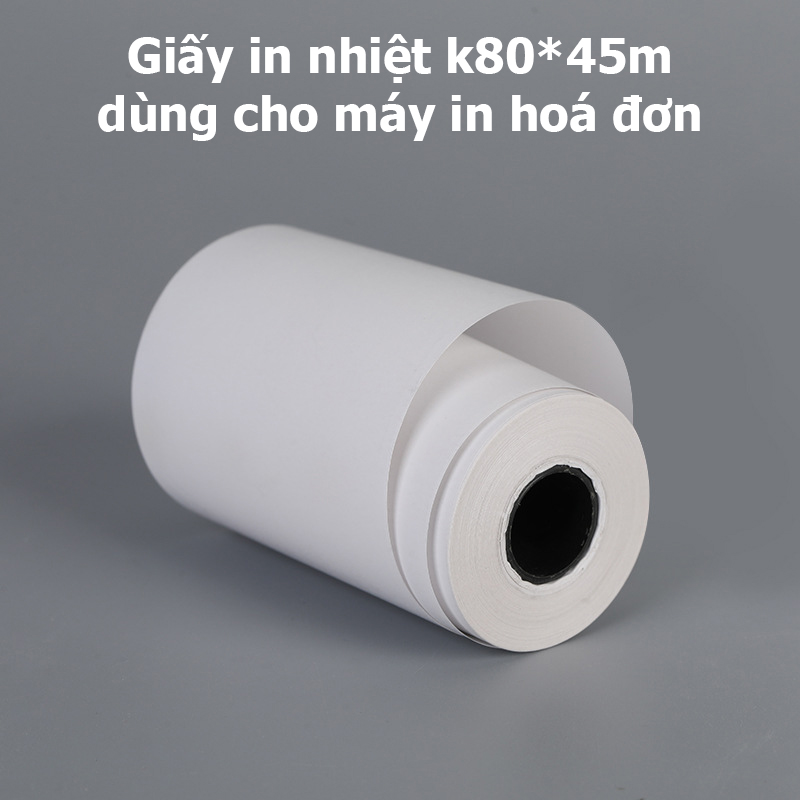 Combo 50 cuộn giấy in hóa đơn, giấy in nhiệt, in bill K80, phi 45