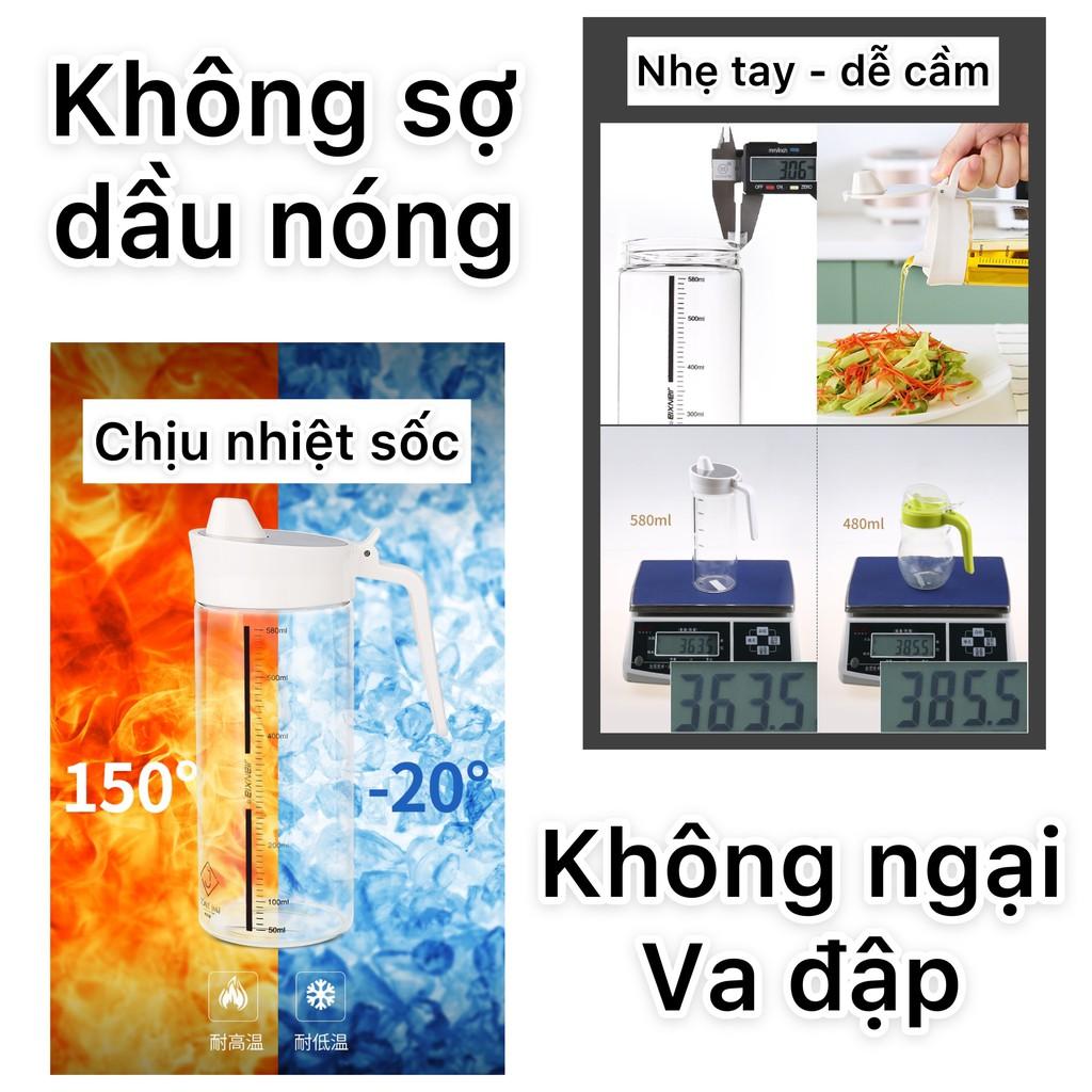 Bình đựng dầu ăn thông minh, thủy tinh borosilicate, bình đựng nước mắm, phong cách hiện đại