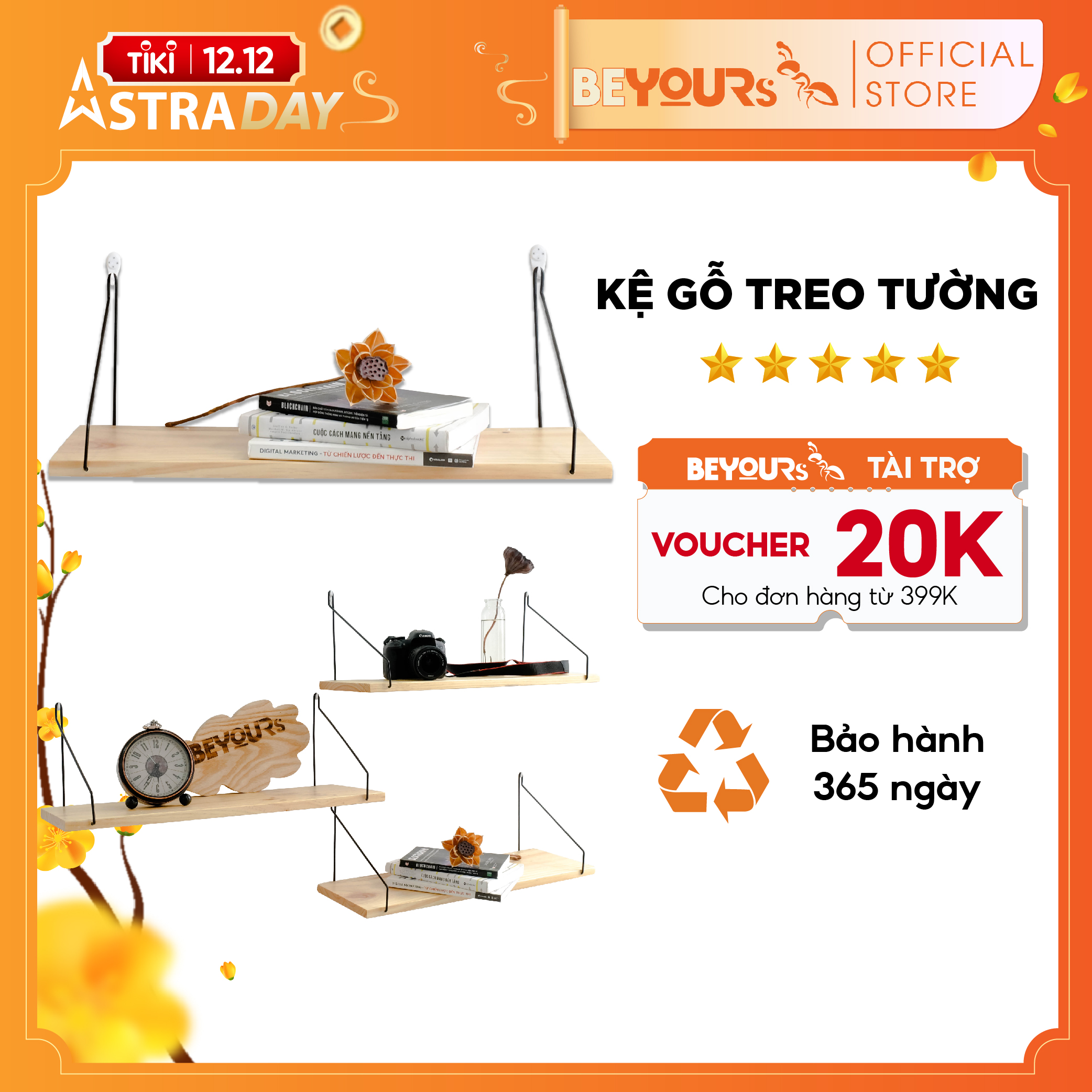 Kệ Gỗ Treo Tường BE.01 Nội Thất Kiểu Hàn Beyours Size L