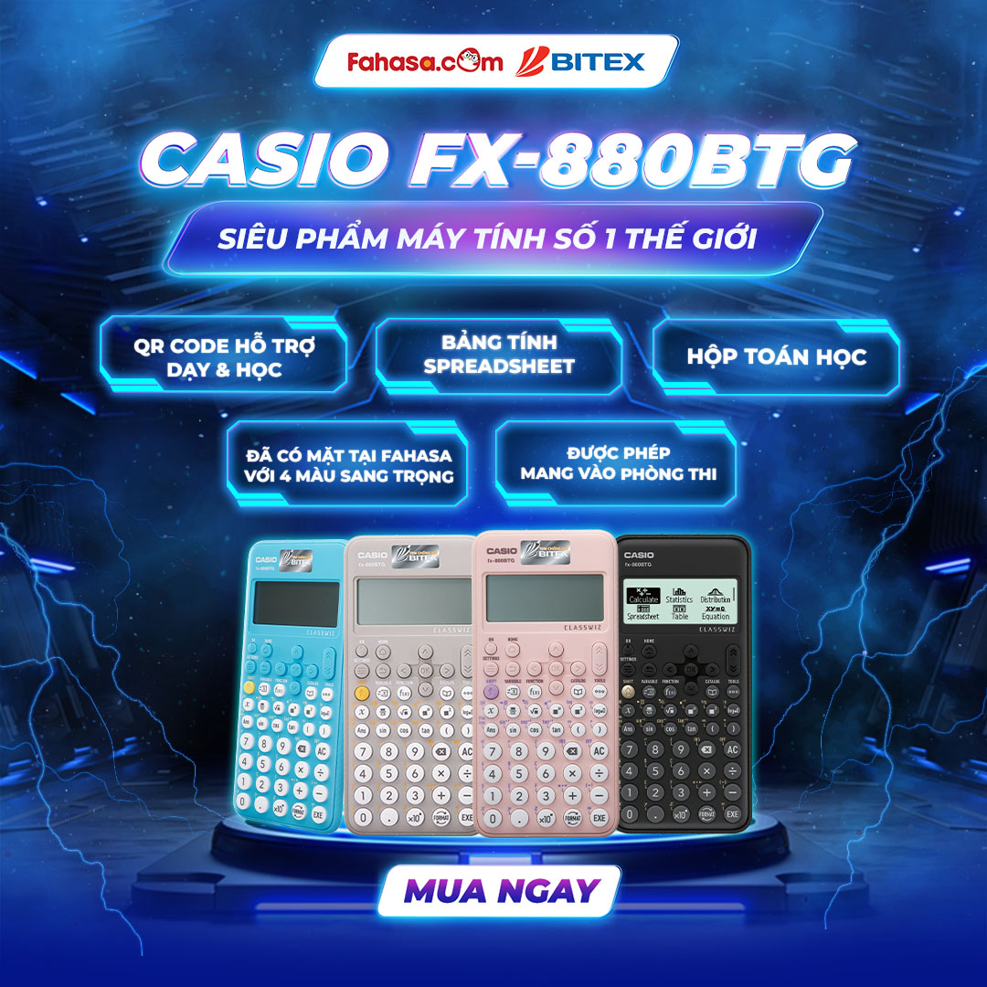 [ Combo Bitex Ưu Đãi ] - Máy Tính Casio FX-880 BTG [1] + Bút Gel Xanh Bitex G04 [2] + Bút Xoá Nước Bitex [2]