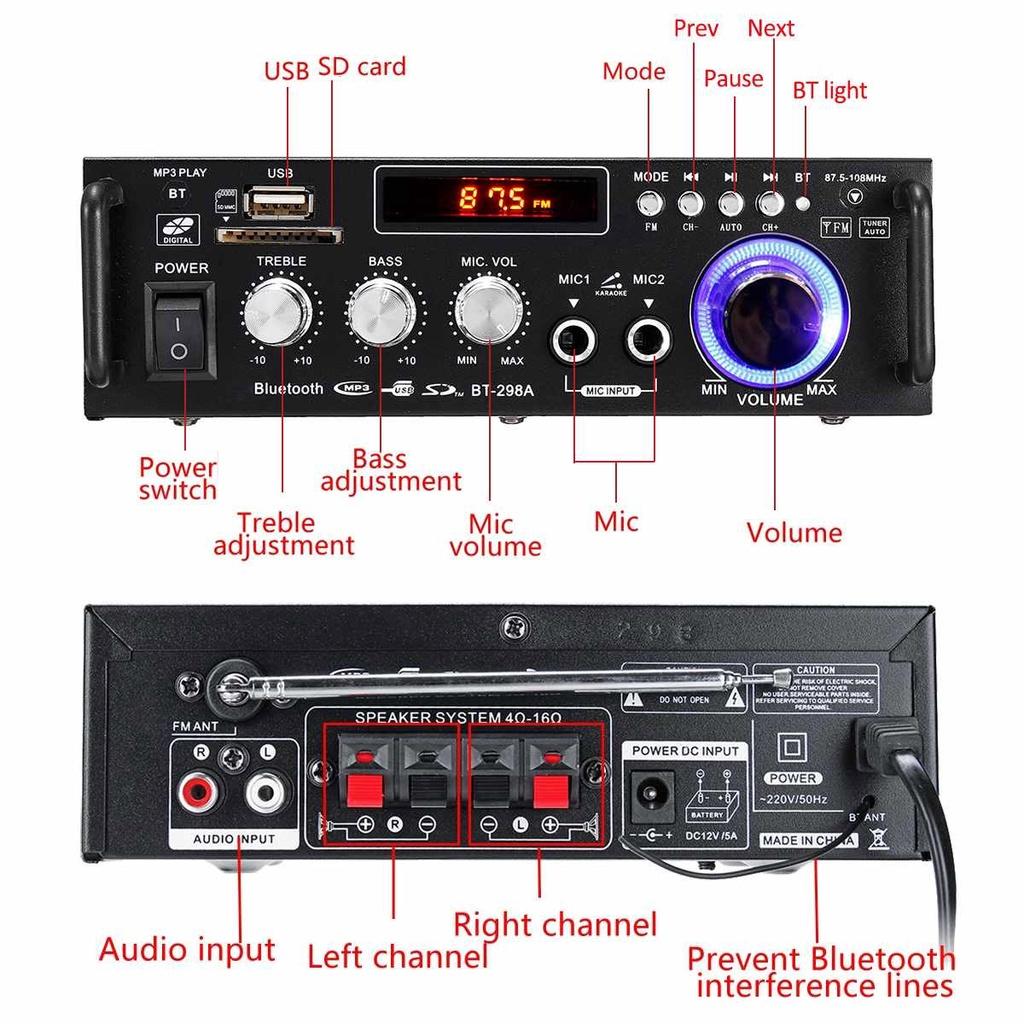 Ampli Bluetooth FM Radio Car Home 600W - Đang Hot Ampli Mini Loa Amly Bluetooth