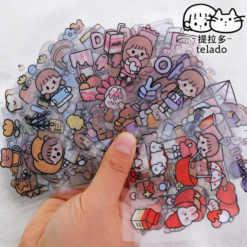 Set 10 tấm sticker dễ thương dán trang trí sổ tay, laptop, ốp điện thoại...
