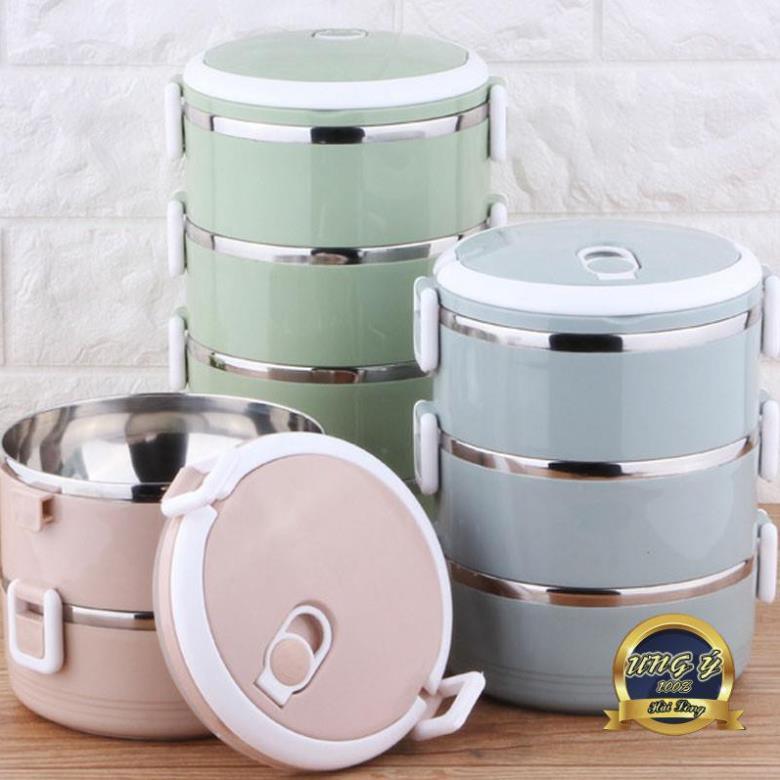 Hộp cơm giữ nhiệt 4 tầng bằng Inox - Camen 4 ngăn- giao màu ngẫu nhiên