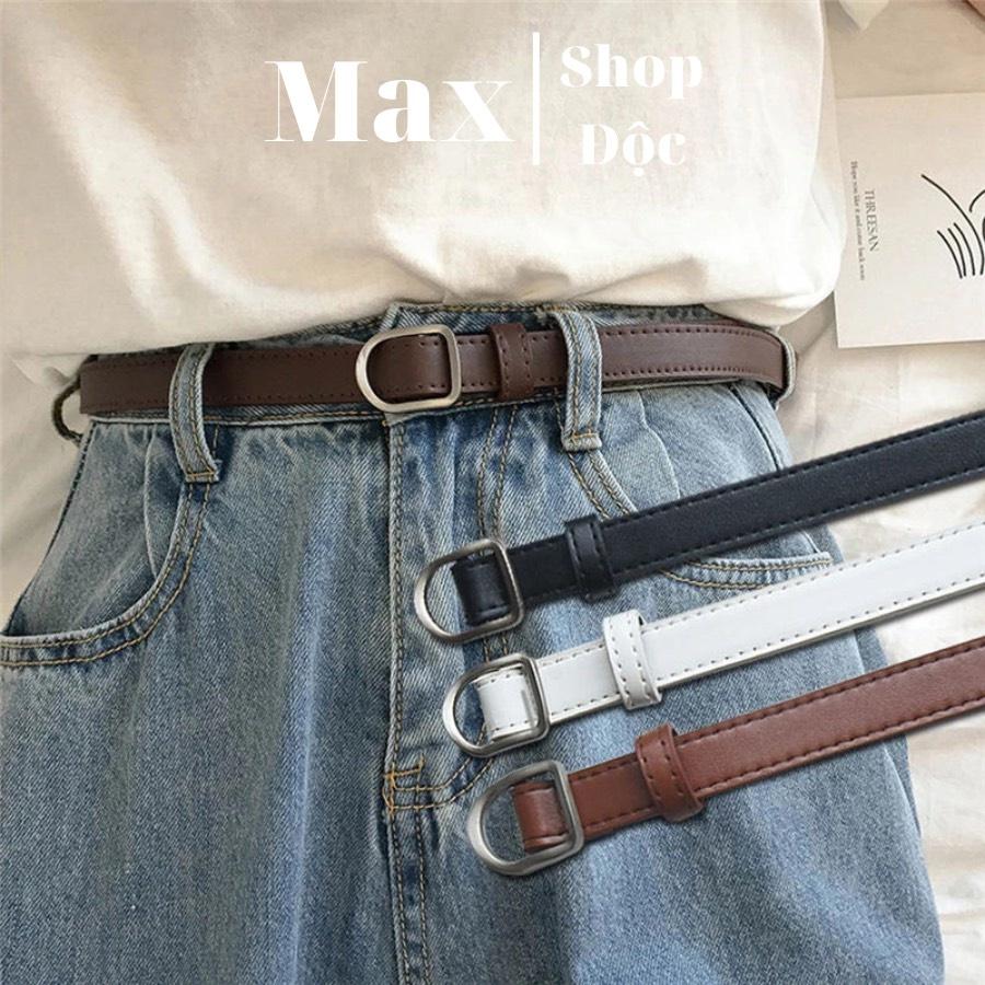 Thắt Lưng Nam Nữ Thắt Lưng Đai Váy Mặt Bạc Hình Thoi Maxshop Da Đẹp Cao Cấp KHÔNG CẦN ĐỤC LỖ - Dây Nịt Hình Thoi Bản Nhỏ