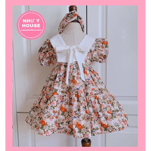 Váy bé gái + TẶNG TURBAN KHI MUA VÁY NHƯ Ý HOUSE'S- đầm Công Chúa cho bé -váy hoa nhí- cổ thuyền