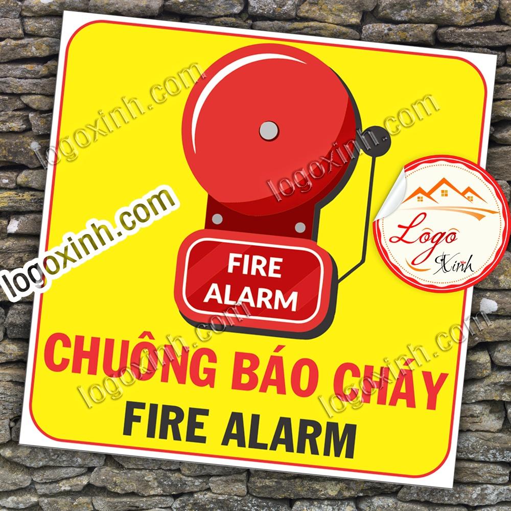 LOGO TEM STICKER BIỂN CHUÔNG BÁO CHÁY - FIRE ALARM - CHUÔNG CỨU HỎA