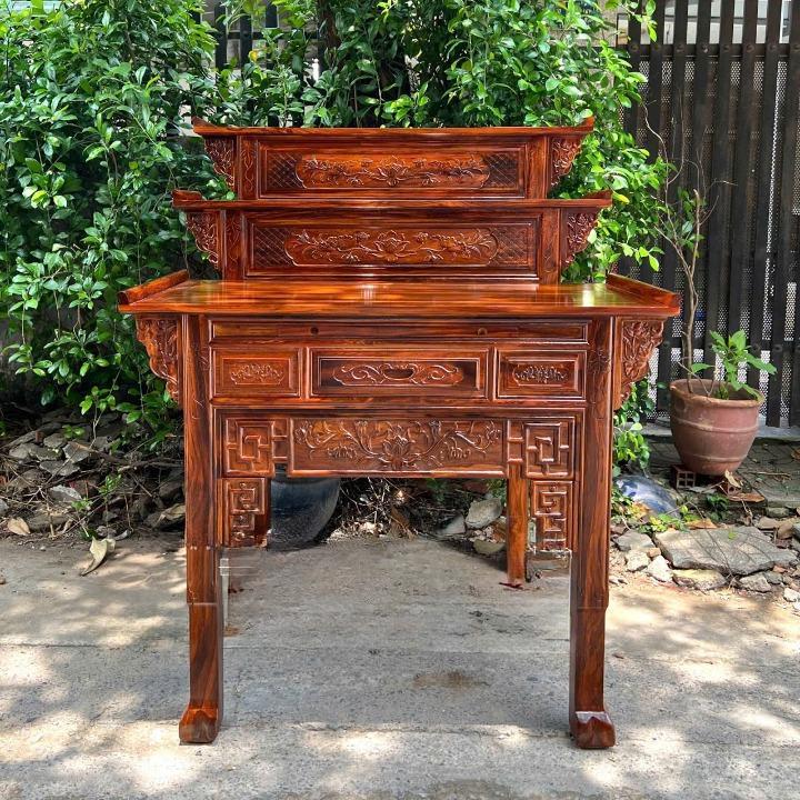 Bàn Thờ Tam Cấp Gỗ Muồng , bàn cúng gỗ, bàn thờ gia tiên 3 tầng