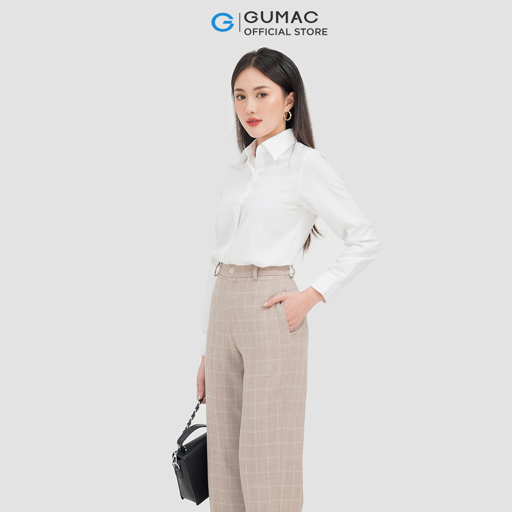 Quần tây nữ GUMAC QC07051 caro ống suông công sở