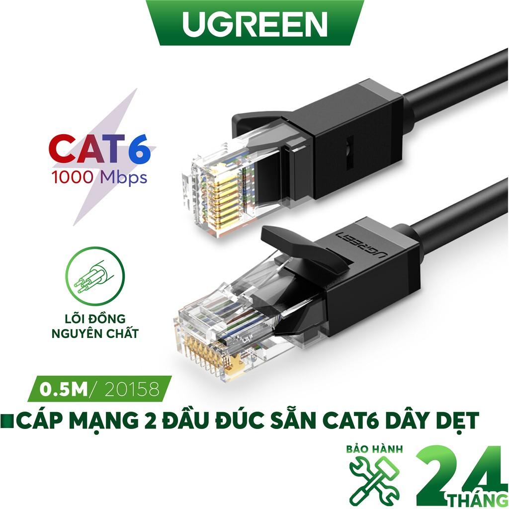 Cáp mạng Cat6 aluminum dạng dẹt/tròn UGREEN NW102 - Hàng chính hãng