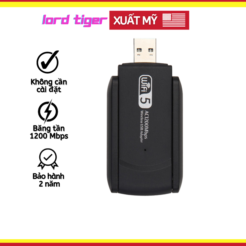 Xuất Khẩu Mỹ - Bộ Chuyển Đổi WiFi USB 1200Mbps (2.4G - 5G)/ 1900Mbps (2.4G - 5.8G) Thu Mạng The Deosd - Hàng Chính Hãng