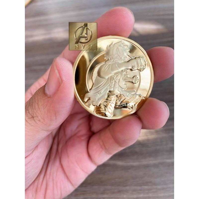Đồng xu mạ vàng đồng phong cách Luffy One piece loại dày cực đẹp