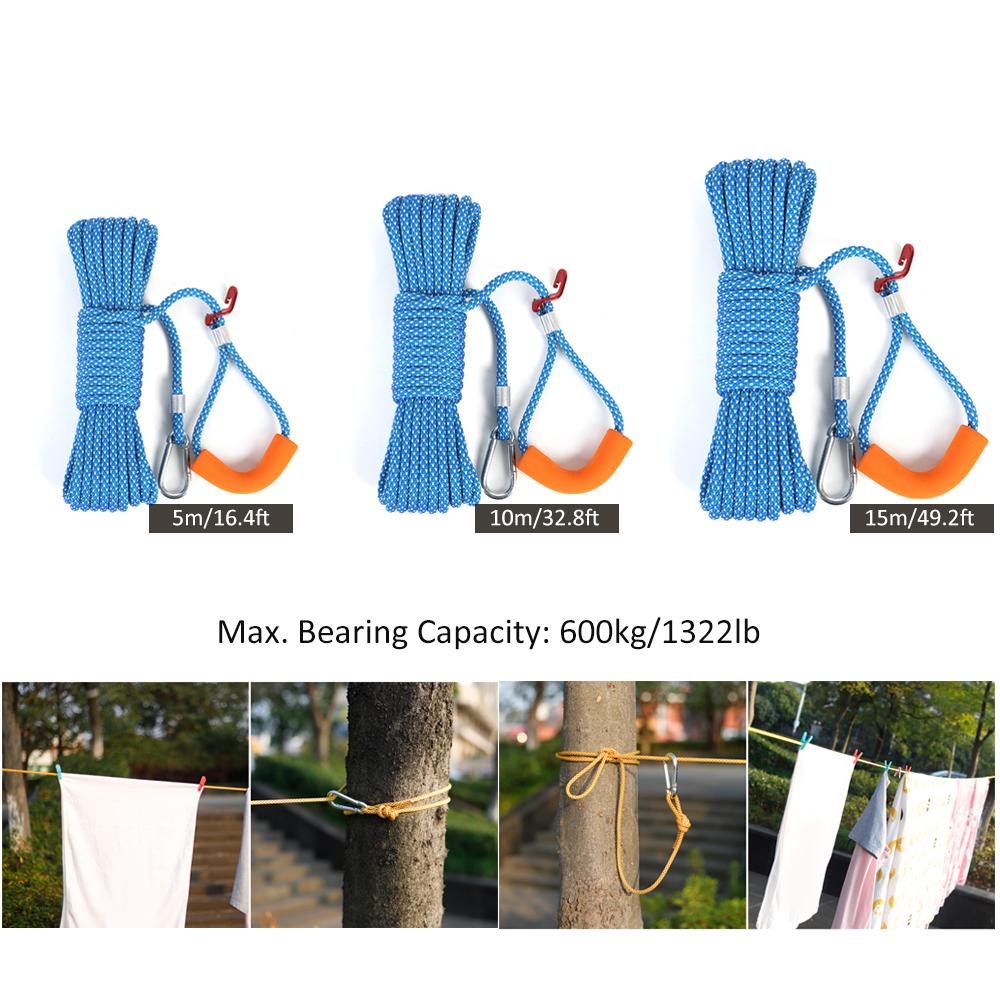 Dây phơi quần áo đi động có thể điều chỉnh bằng polyester có độ bền cao, chống mài mòn và chống rách có móc bằng kim loại